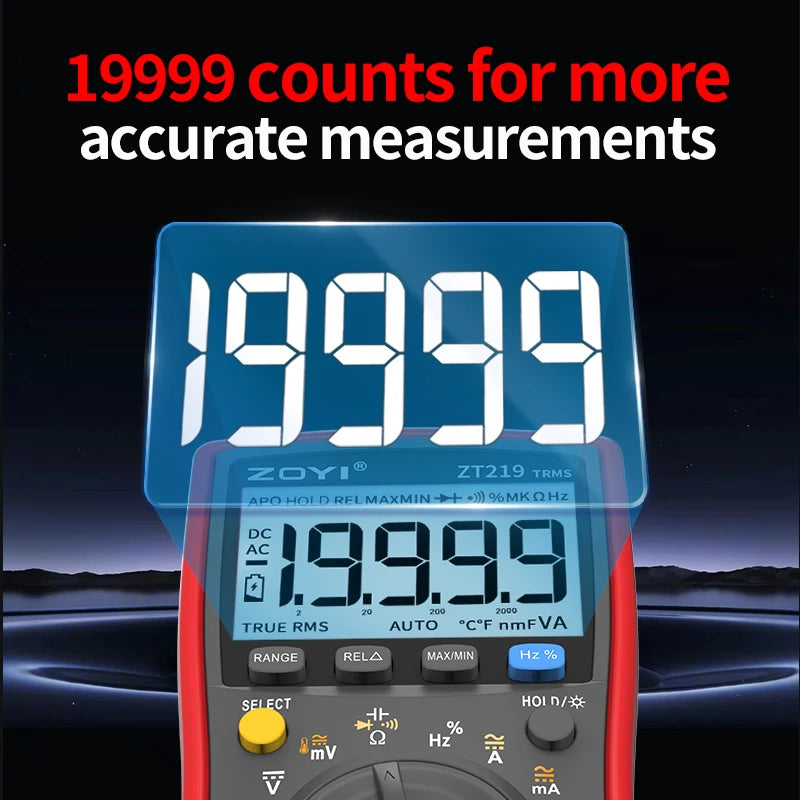 ZOYI ZT219 Digital multimeter 19999 Counts True RMS automotive
