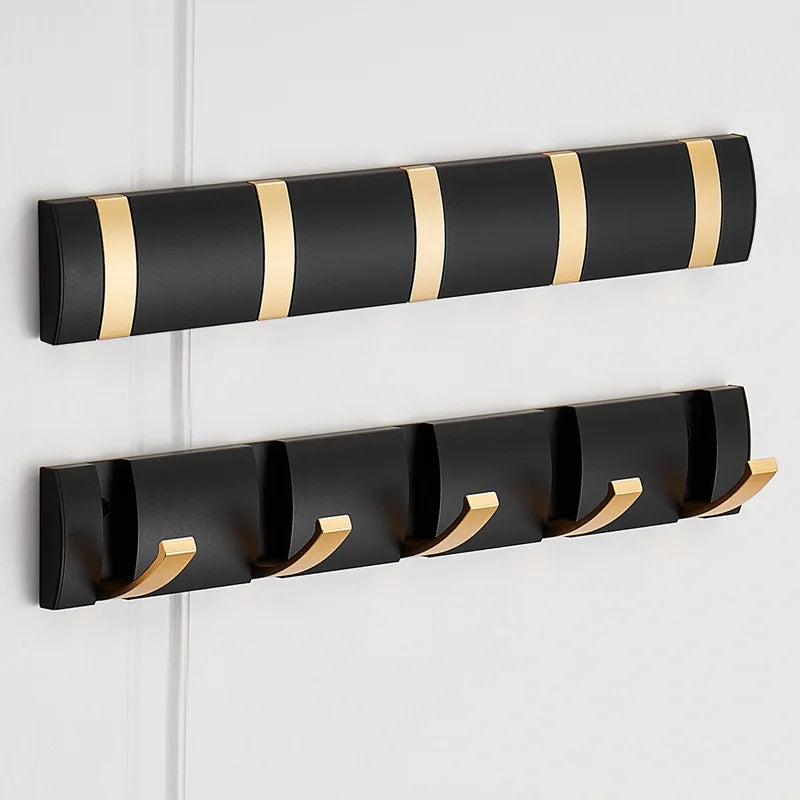 Black Golden Folding Robe Hooks Towel Hanger Nail Free Installation...