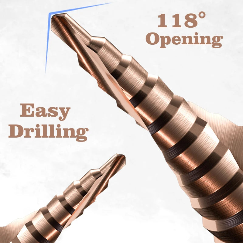Industrial CO M35 Cobalt HSS Step Drill Bit High Speed Steel Cone Hex