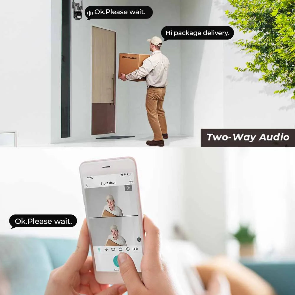 BESDER Wifi PTZ Camera 8MP Dual Screen IP Cam Outdoor Surveillance