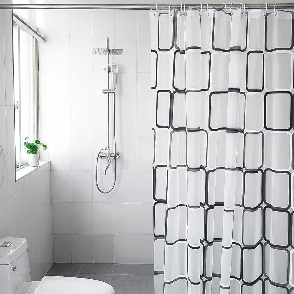 Bathroom Shower Curtains with Hooks Waterproof