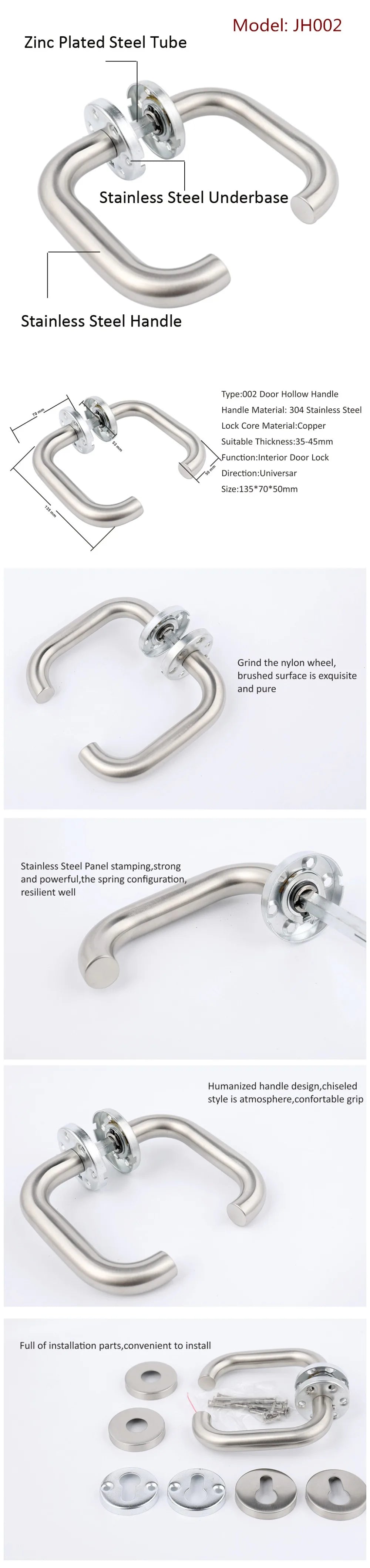 Door Handle Set Stainless Steel Interior Home Lever Handle Lock