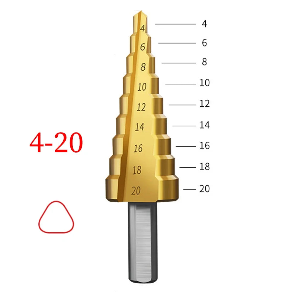 4-12 4-20 4-32 MM HSS Titanium Coated Step Drill Bit Drilling Power