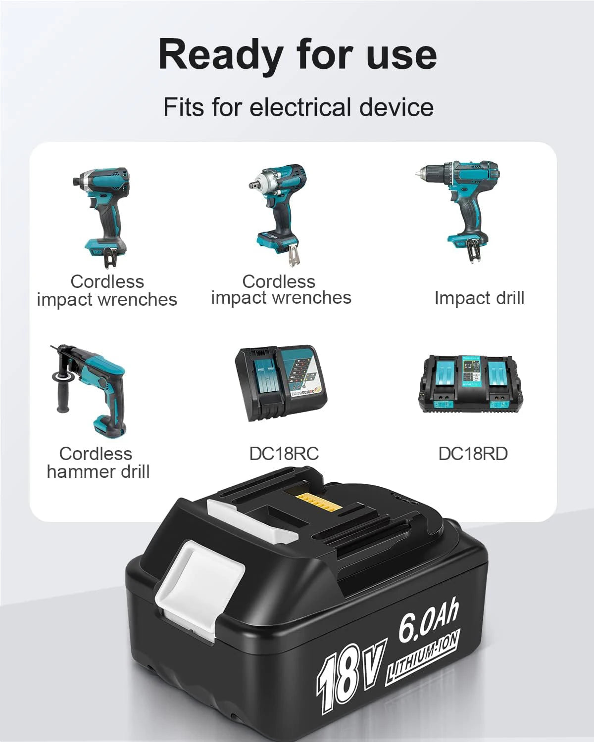 18V 6.0Ah Powerful Replacement For Makita Compatible For Makita