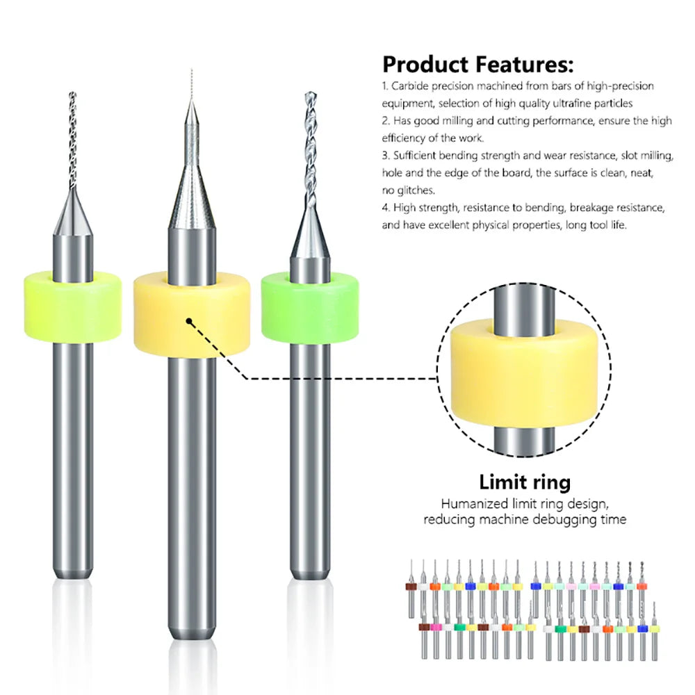 10pcs 0.3mm-1.0mm Mini Drill Bit Set Carbide Gun Drill Bit Micro