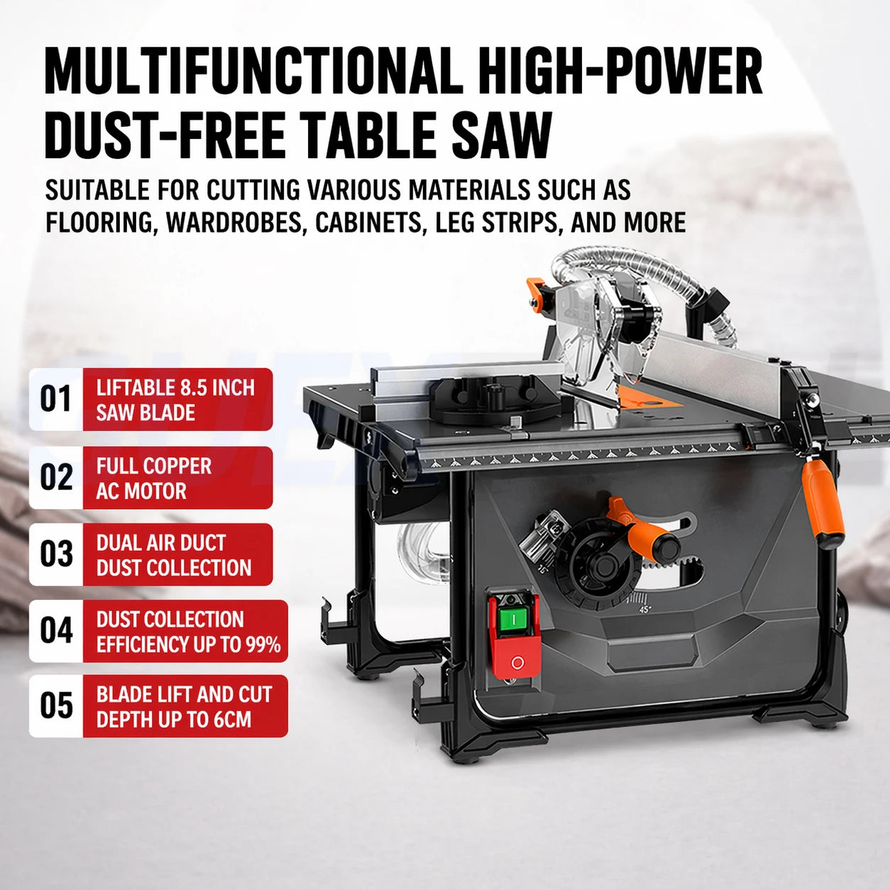 High-Precision Dust-Free Push Table Saw – Extendable Woodworking Bench