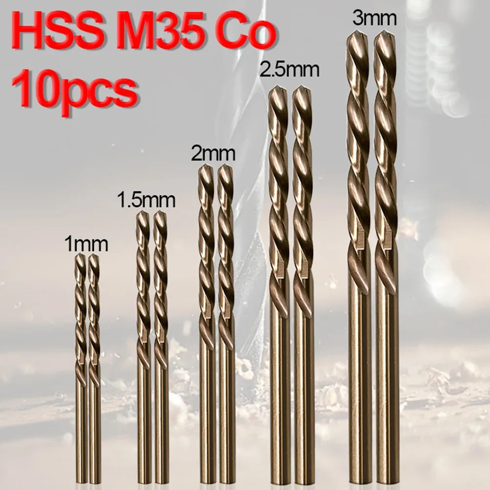 10pcs/set HSS M35 Cobalt Drill Bits 1-3mm for Metal/Stainless Steel