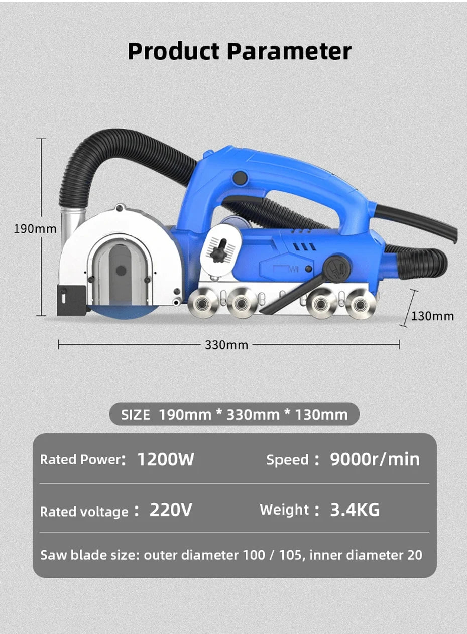 Electric Porcelain Floor Tile Seam Cleaner Dustless Slotting