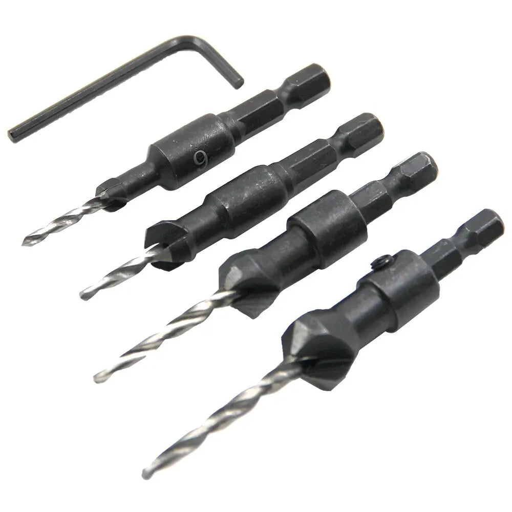 4pc Cone-shaped Countersunk Head Drill Hexagonal Shank Hole Expanding
