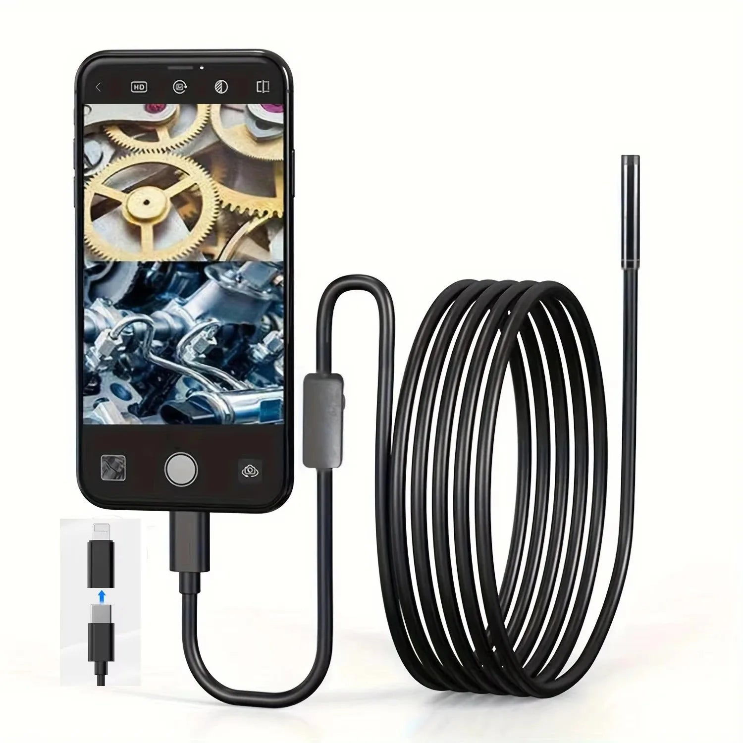 8MM Endoscope Camera 2 in 1 IOS Type-C Mini Inspection Camera for IOS