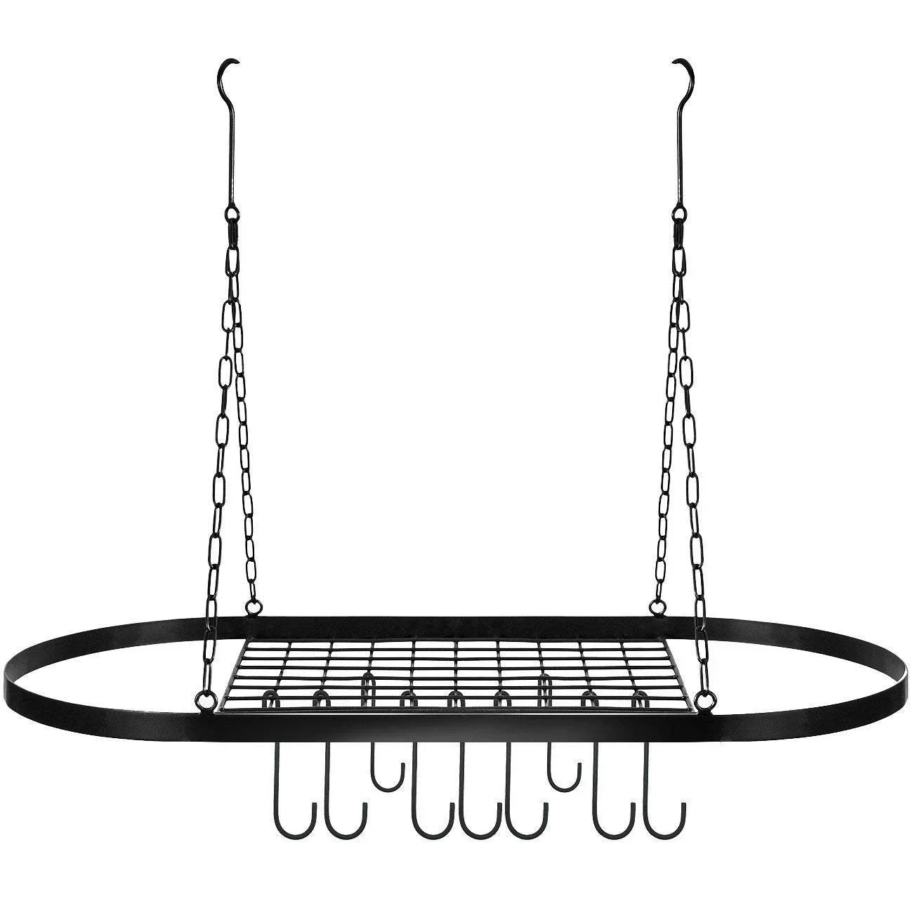 Oval Iron Wall-Mounted Kitchen Rack – Pot, Utensil & Seasoning Storage