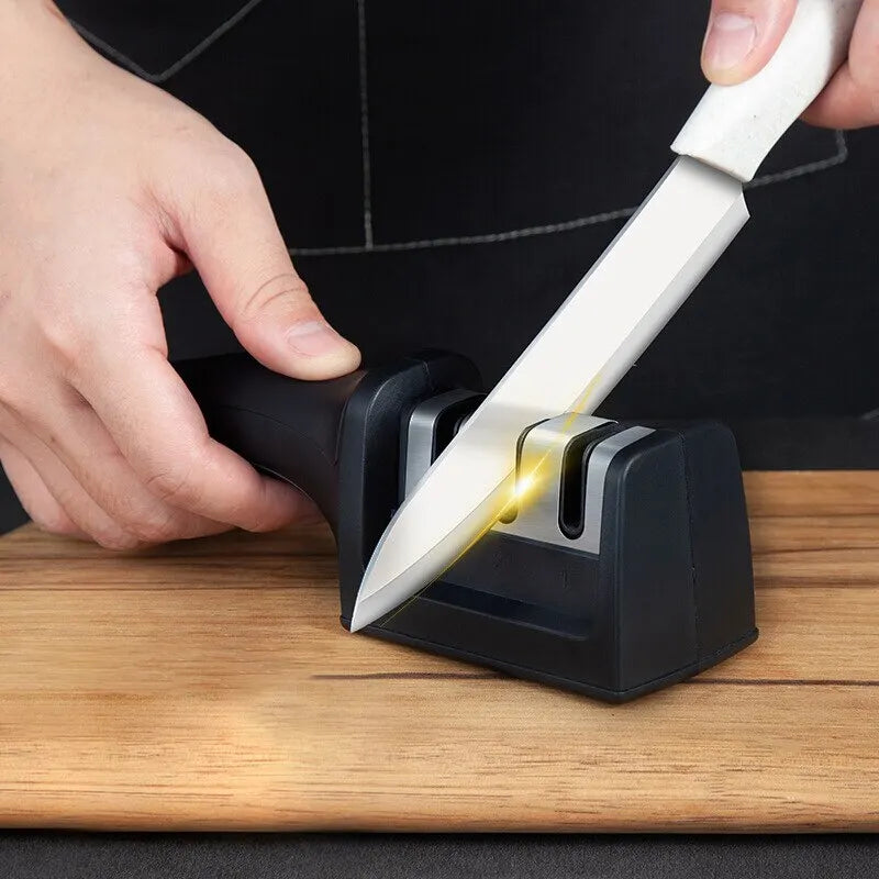 Black Kitchen Three Segment Knife Sharpener Household Multi