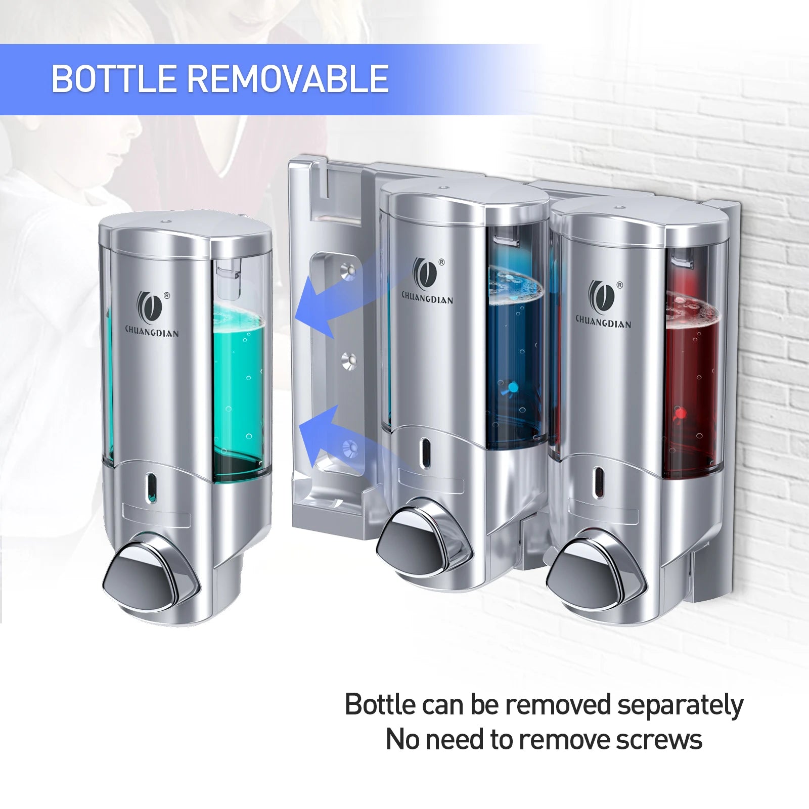 Wall Soap Liquid Dispenser No Drill Bathroom Shampoo
