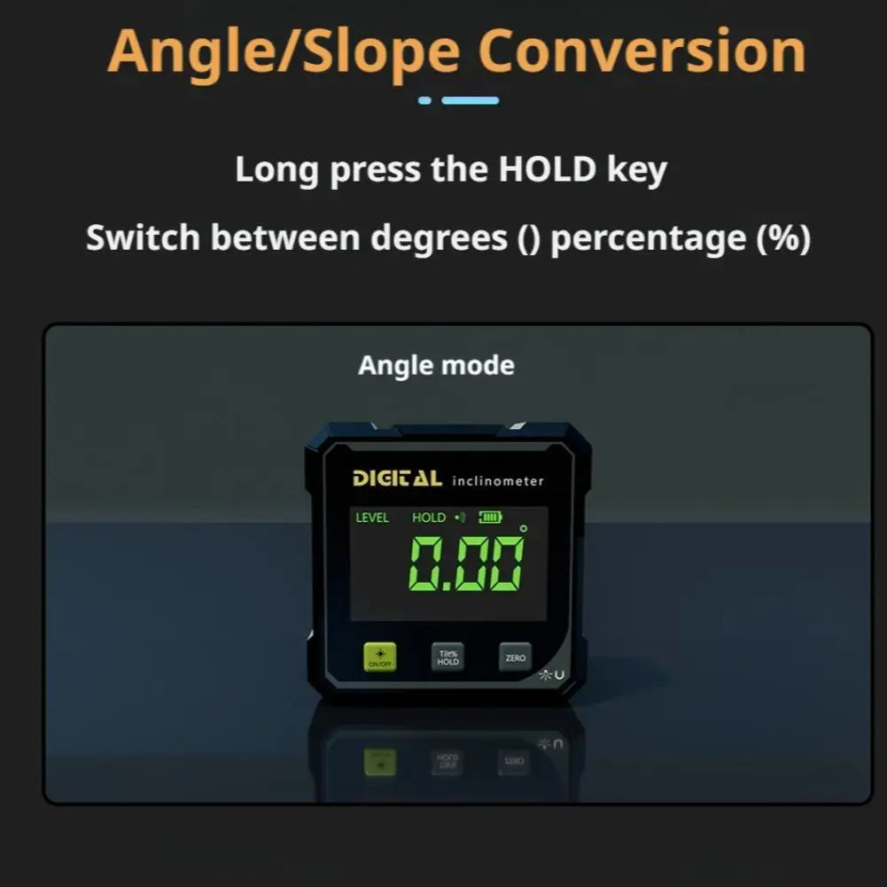 Smart Laser Digital Inclinometer Level Box 4-Side Magnetic 360° High