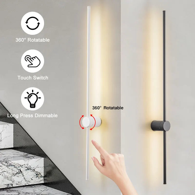 Indoor Dimmable LED Wall Lamps for Bathroom Bedroom 360° Rotatable