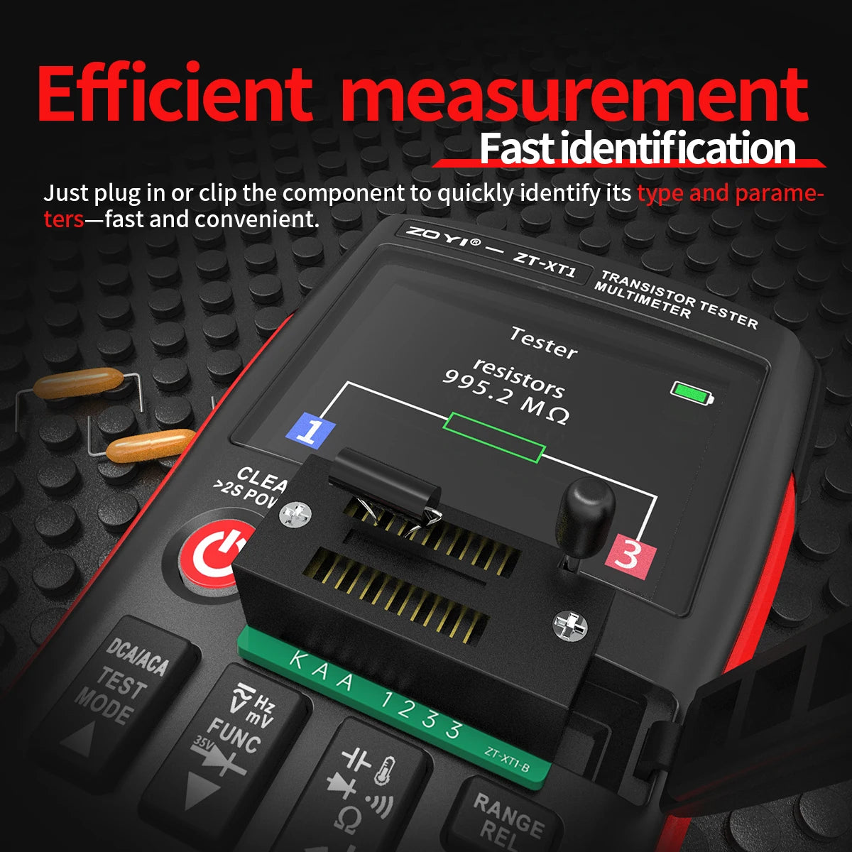 ZOYI ZT-XT1 2-in-1 Transistor Tester Digital Multimeter 25000 Counts