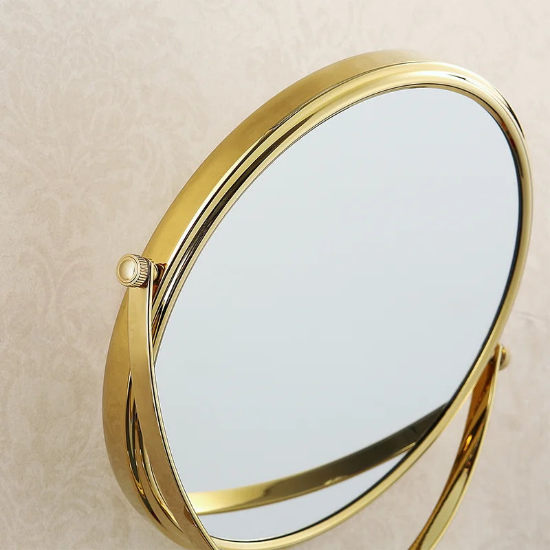 Gold 8 Inch Mirror Wall Mounted Bathroom Makeup Mirror Extending