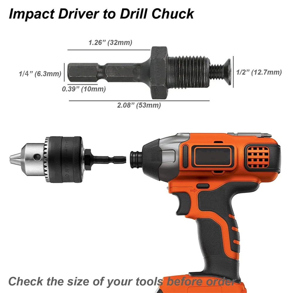 1.5-13mm Drill Chuck,1/2-20UNF Mount Impact Driver Bits Chuck