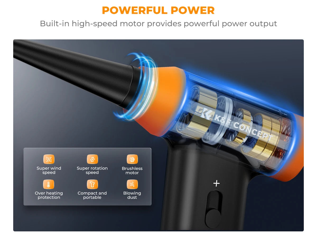 K&F Concept Cordless Electric Air Duster – PC, Laptop & Camera Cleaner