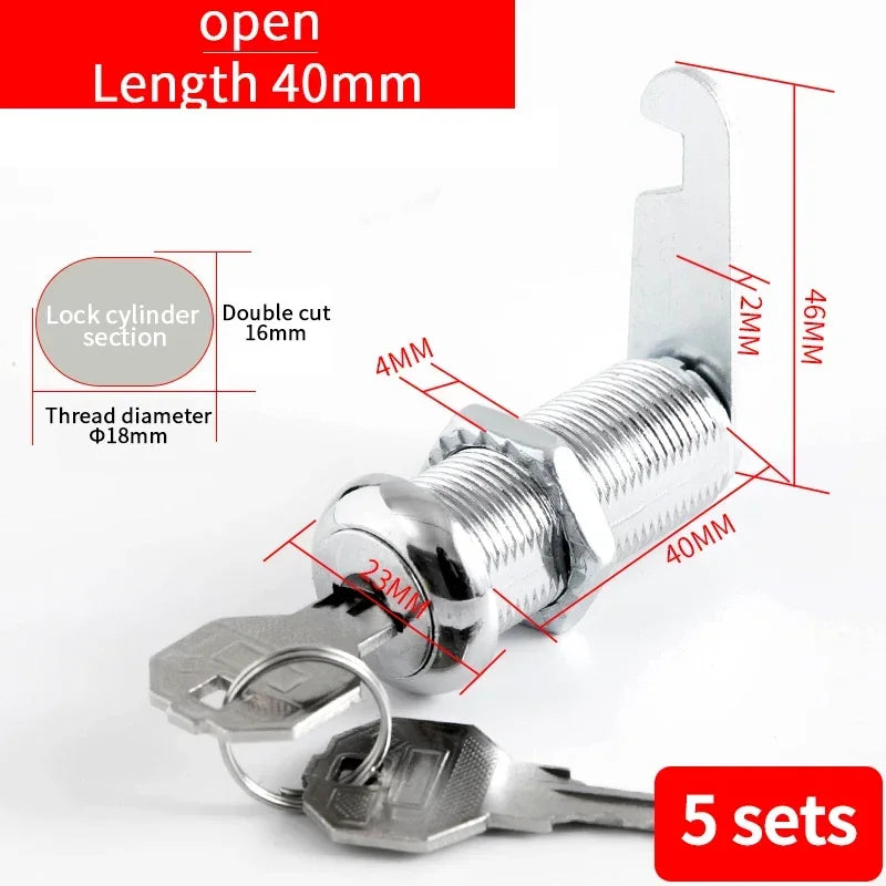 5/20 Sets Security Cam Locks - Metal Alloy Cylinder Cabinet Locker