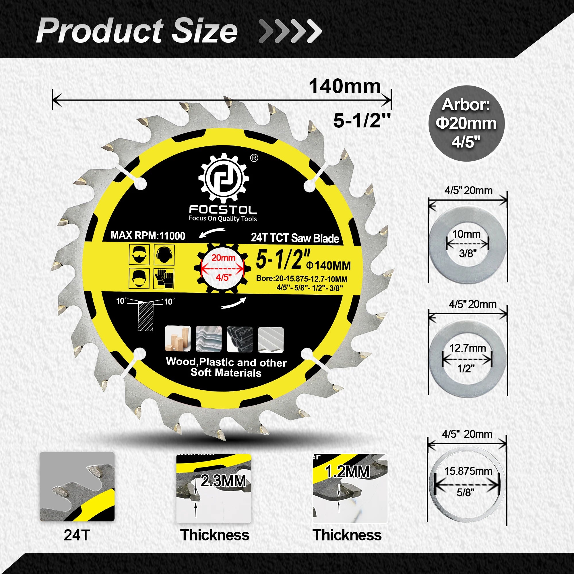 FOCSTOL TCT Carbide Wood Cutting Disc – Circular Saw Blade