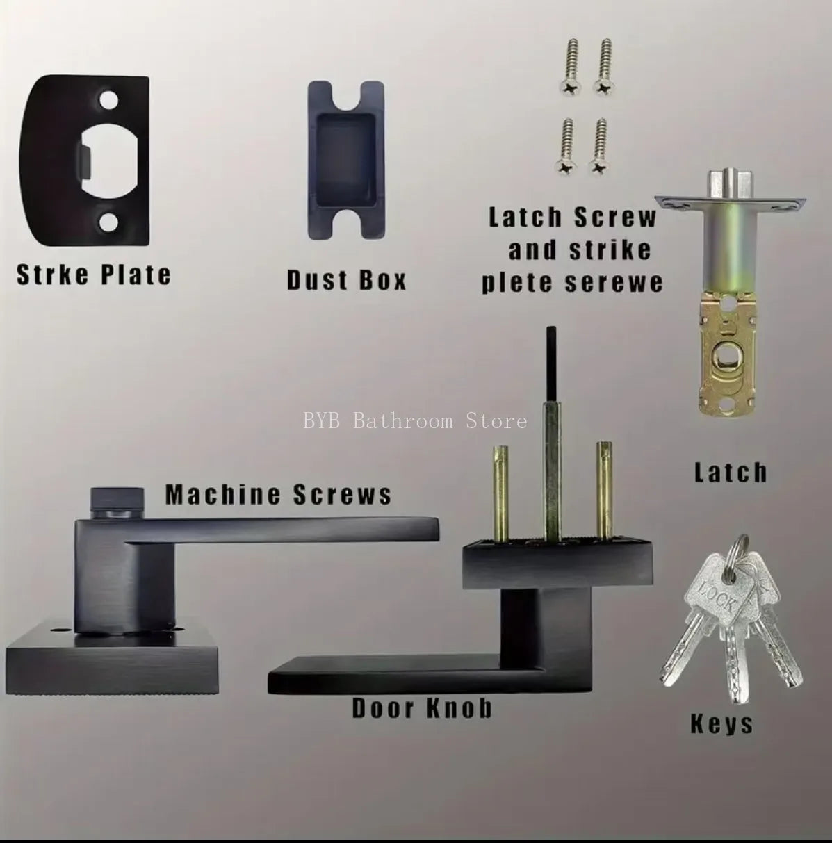 Black Door Handle Door Handle Lock Square Channel Privacy Mask