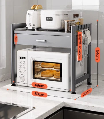 Countertop Kitchen Storage Rack – Microwave, Oven & Rice Cooker Shelf