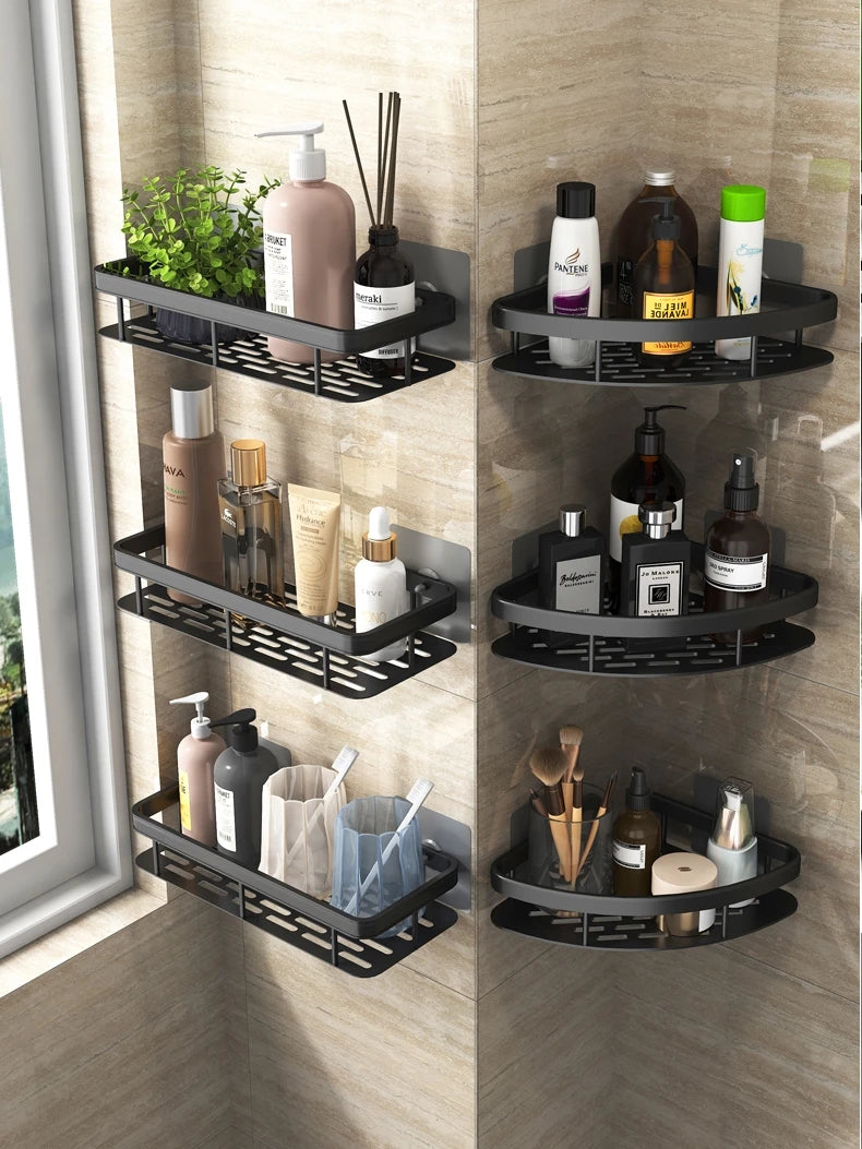 Bathroom No-Nail Shelf Shower Corner Shelf Aluminum Shampoo Shelf