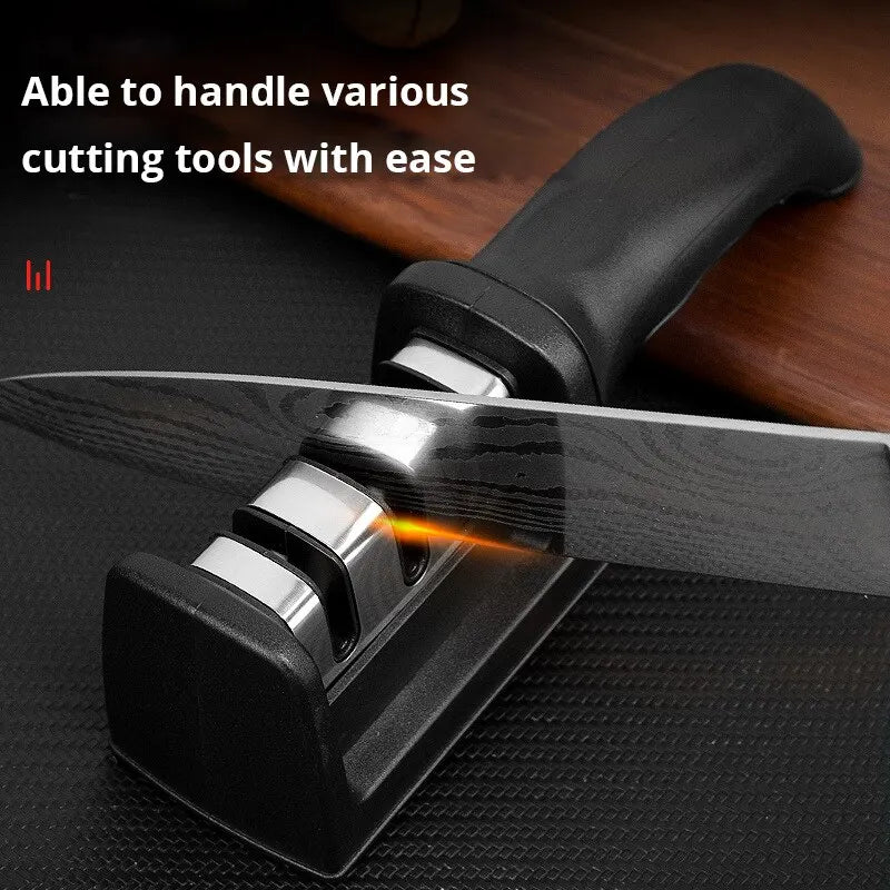 Black Kitchen Three Segment Knife Sharpener Household Multi