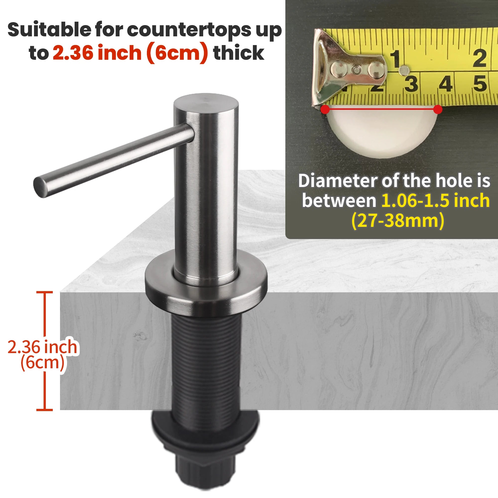 Solid 304 Stainless Steel Soap Dispenser for Kitchen Sink