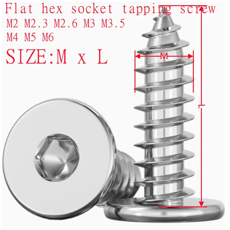 M2 M2.3 M2.6 M3 M4 M5 M6 CA Allen Hexagon Hex Socket Large Flat Thin
