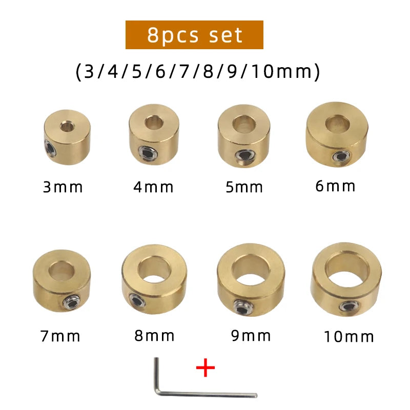 Brass Drill Bit Depth Stop Collar Set — 3mm to 12mm Positioning Rin
