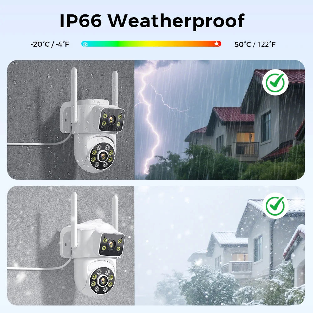 8MP 4K Outdoors Wifi Camera Dual Lens Security PTZ IP Camera 5X