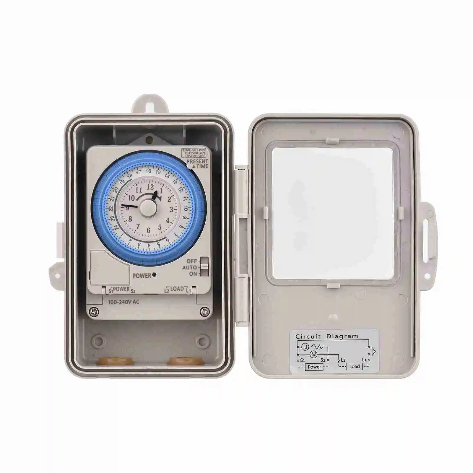 IP53 Mechanical 24hr Timer Switch 96 Settings – AC 100-240V DIN Box