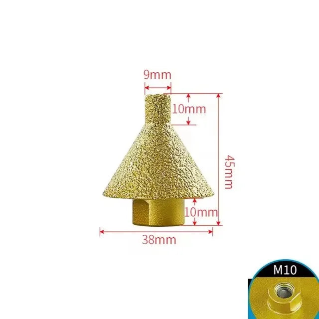 M10 Diamond Chamfer Router Bit — 38mm for Tile Milling, Marble & Co