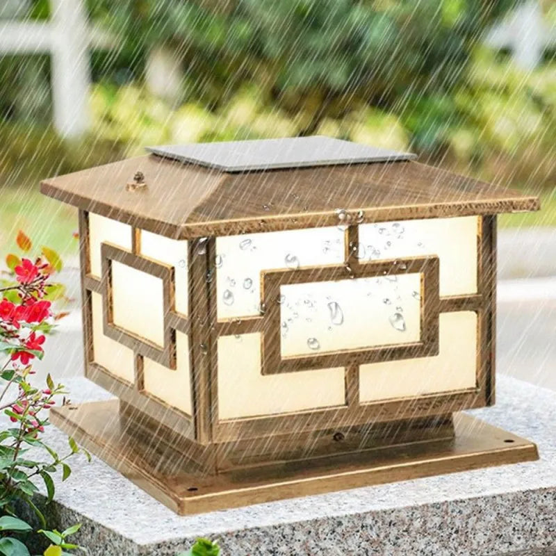 Timed LED Solar Outdoor Light Pillar Solar Lights Waterproof Thick