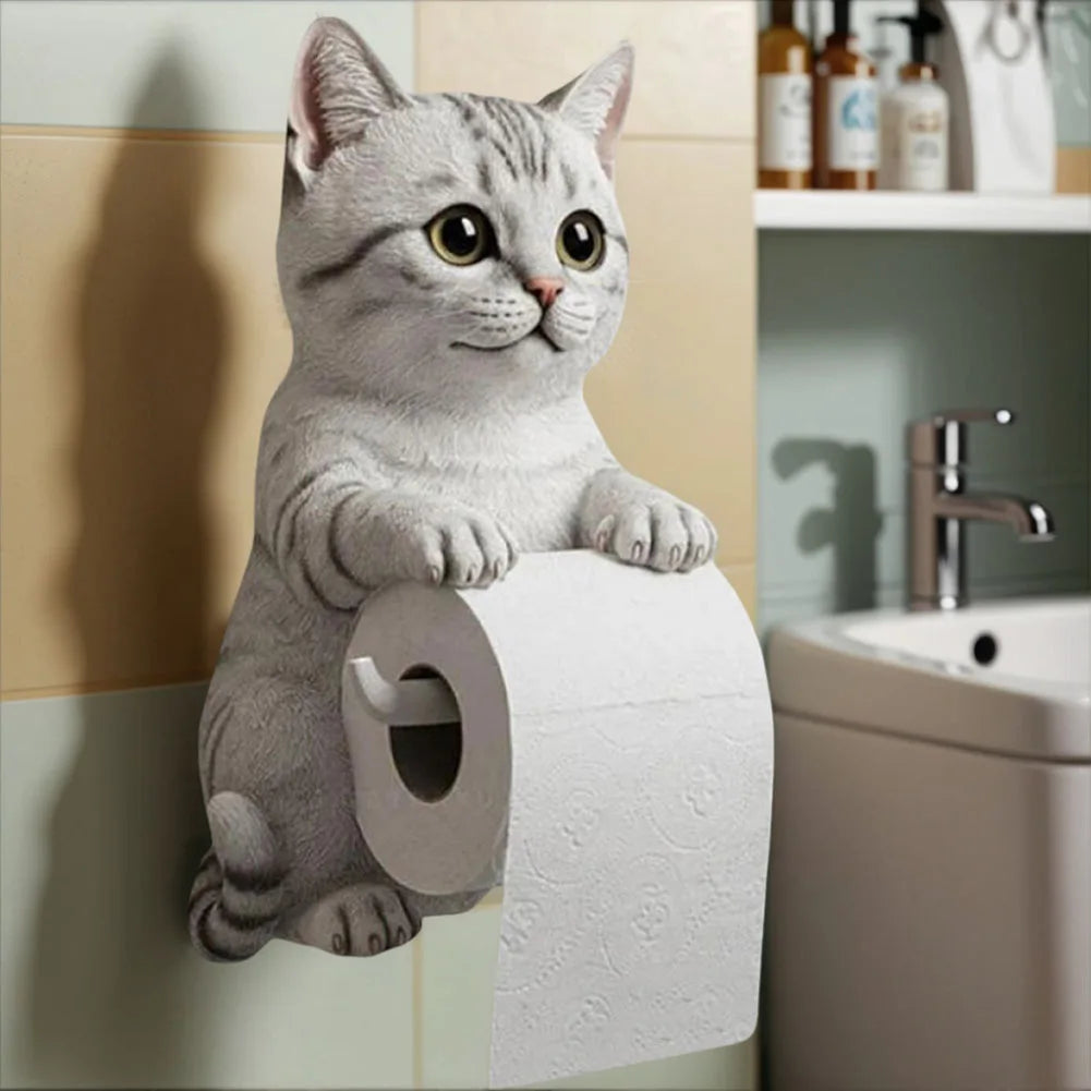 Wall Mounted Toilet Paper Roll Holder Decorative Cat Shape Paper