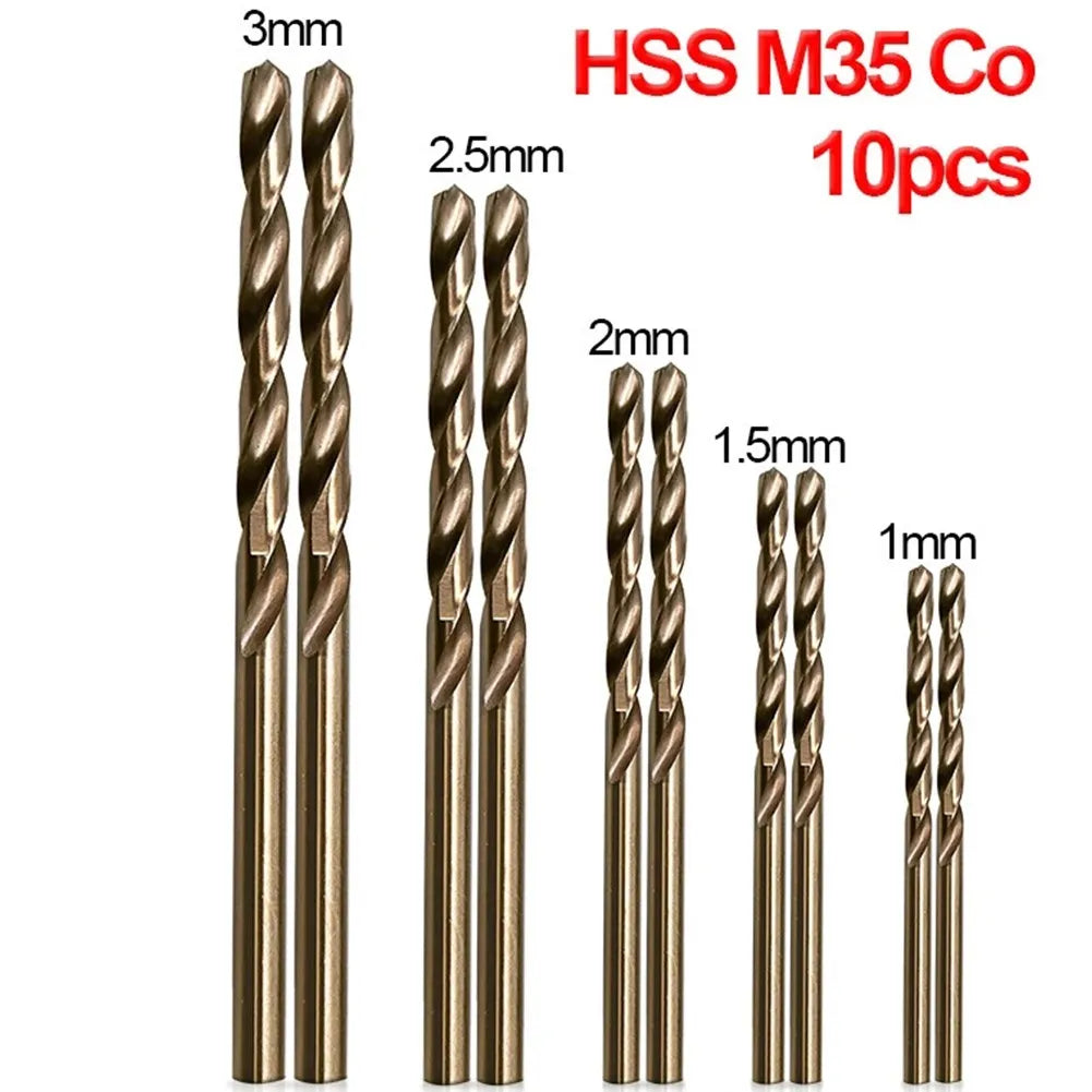 10pcs HSS M35 Cobalt Drill Bit 1mm 1.5mm 2mm 2.5mm 3mm Used For