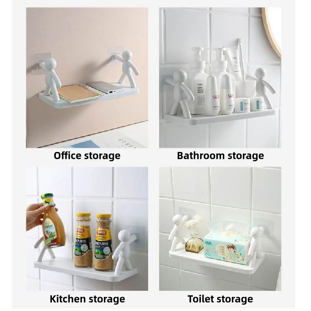 FZCSPEED Cartoon Doll Storage Rack - Self-adhesive Bathroom Wall Rack