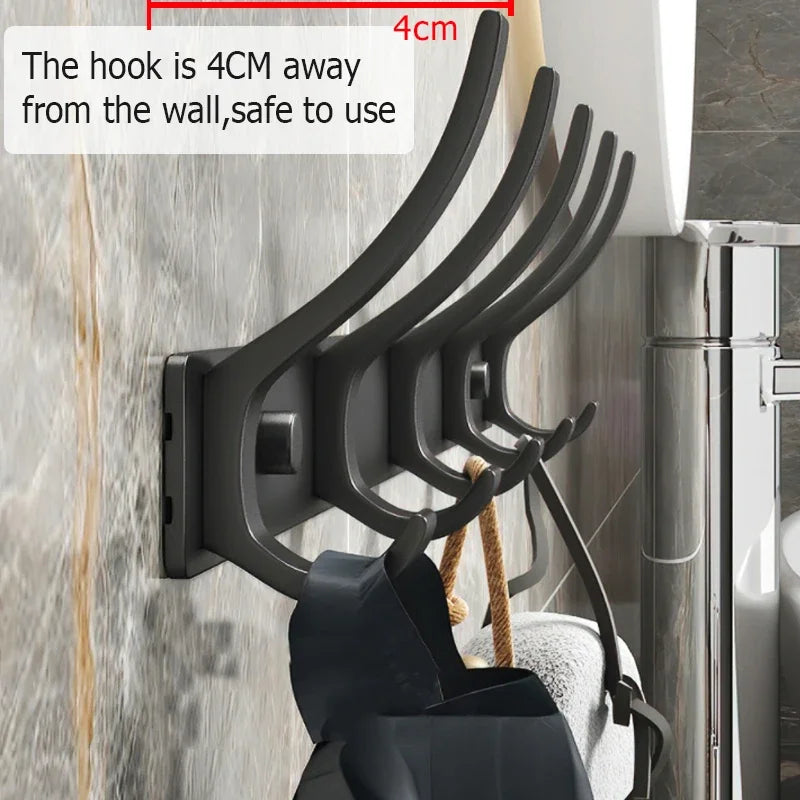 Black white Folding Robe Hooks Towel Hanger Nail Wall Rack Hooks Coat