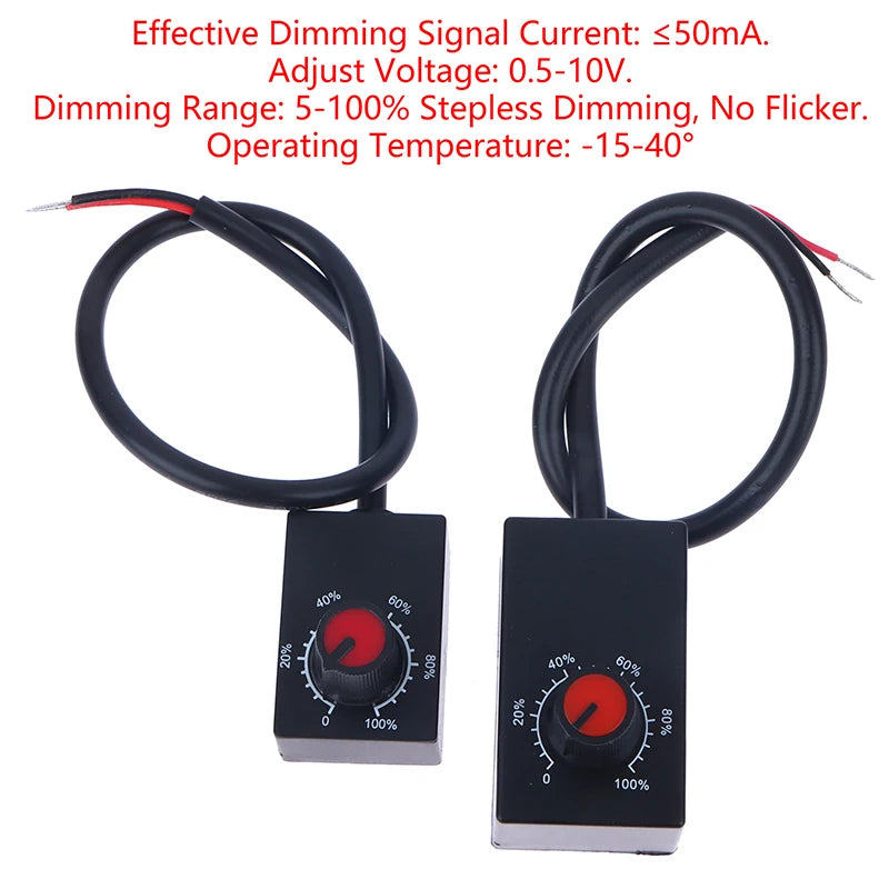0-10V DC Knob Dimmer Potentiometer for LED Grow Lights & Drivers