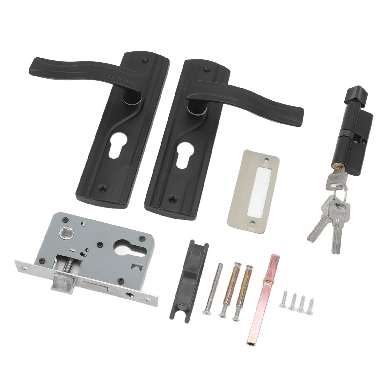 Door Handle Lock Keys Set Bedroom Door Lock Set Large Knob Black