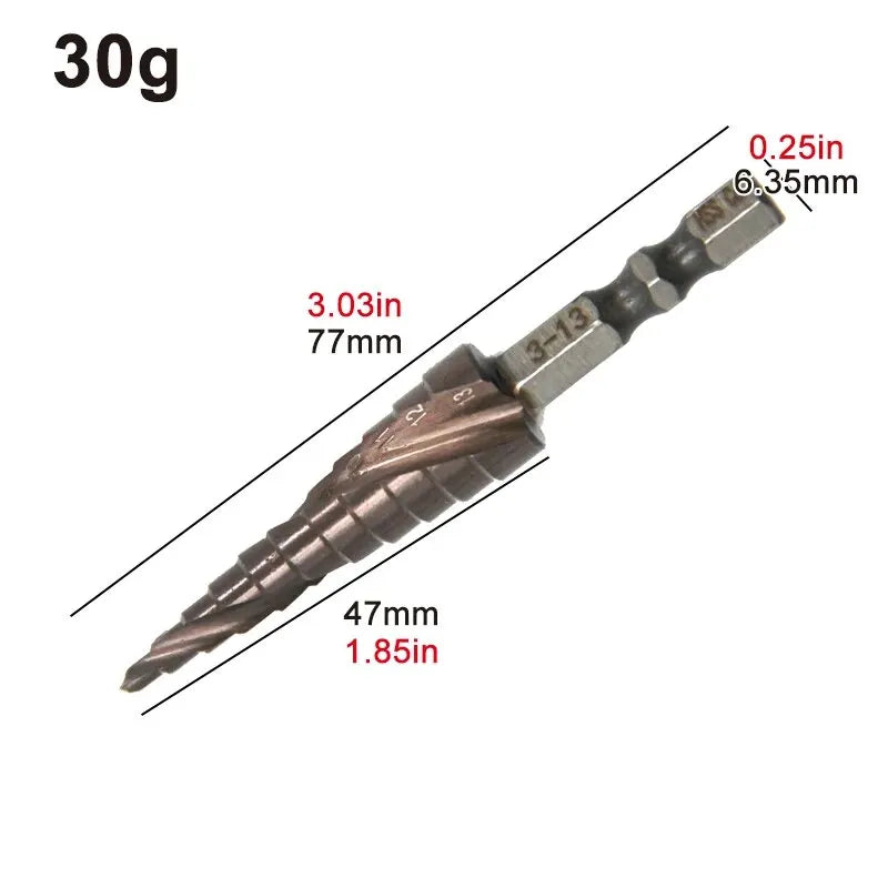 M35 Hexagonal Spiral 3-13mm Cobalt Containing Step Drill Stainless