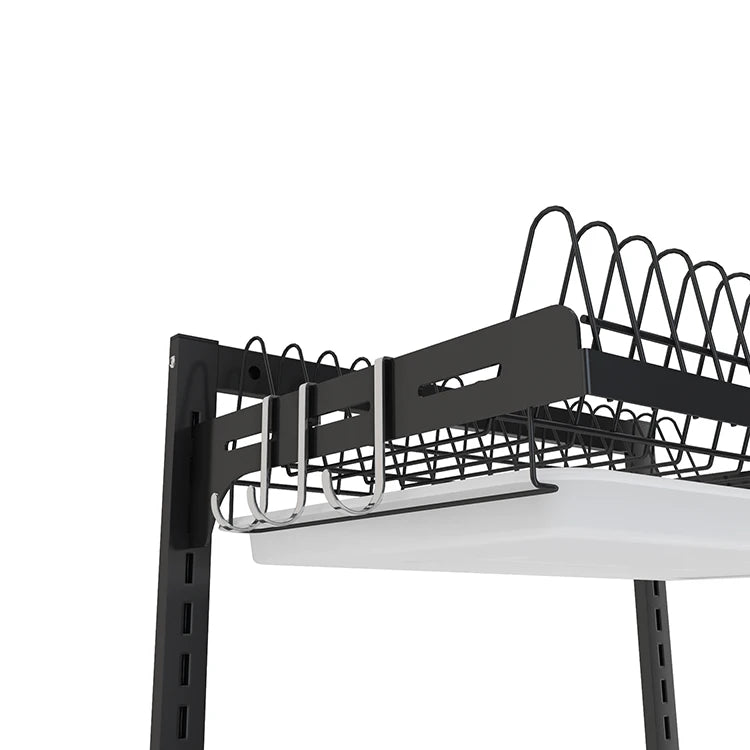 Wall-Mounted 3-Layer Stainless Steel Dish Drying Rack – Black