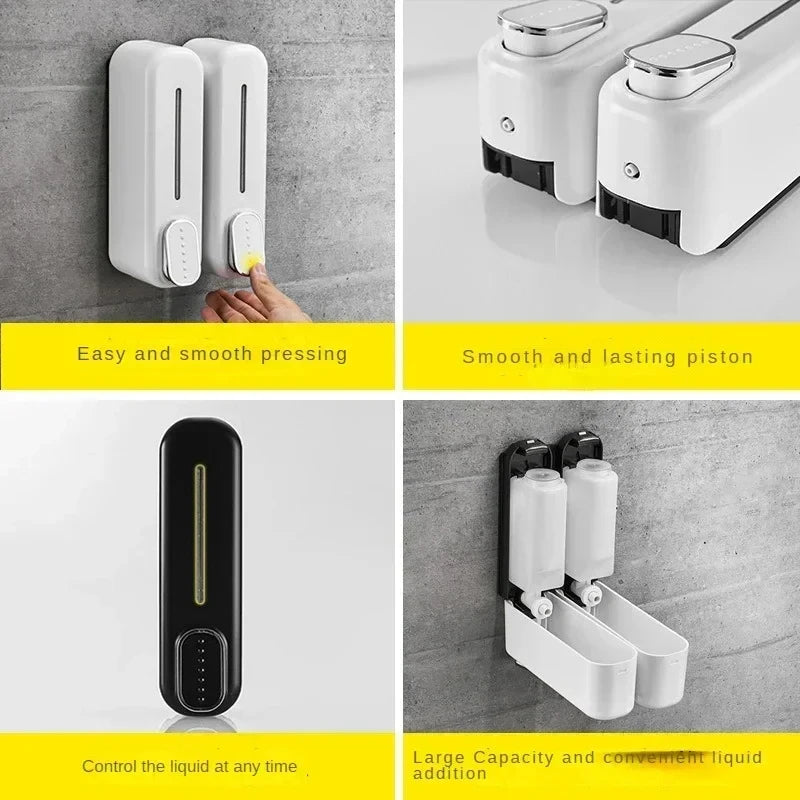 350ml Wall Mount Soap Dispenser Manual Shampoo Shower Gel Dispenser