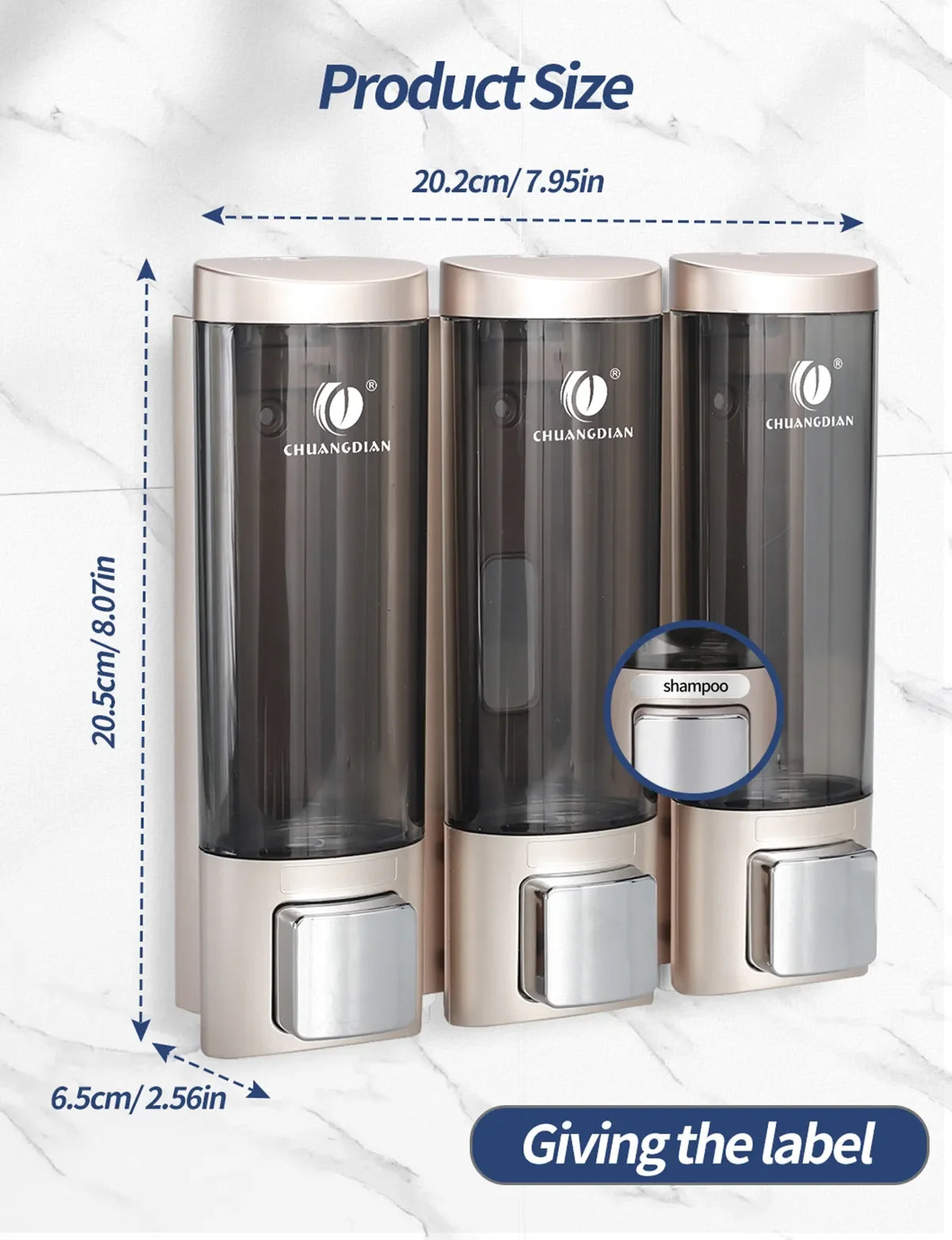 Wall Soap Shampoo Dispenser Bathroom Shower Gel Dispenser Kitchen