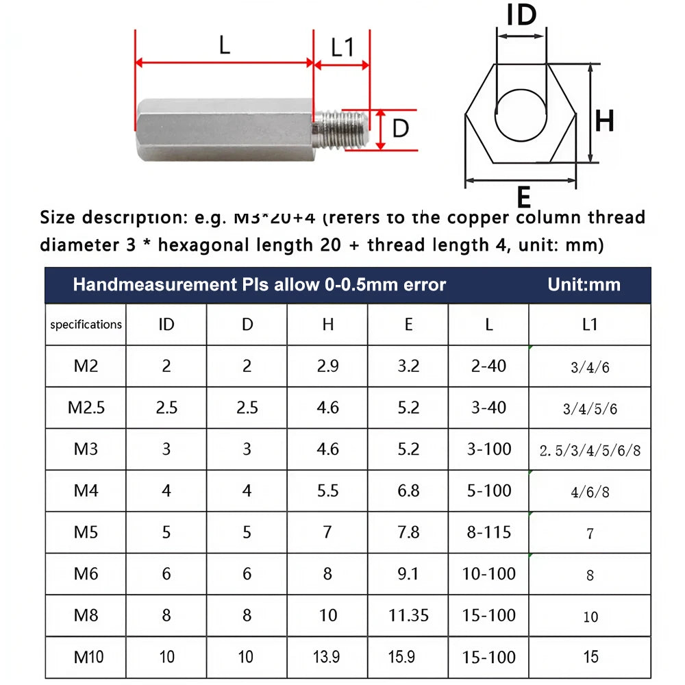 304 Stainless Steel Standoff PCB Support Male To Female Hex Board