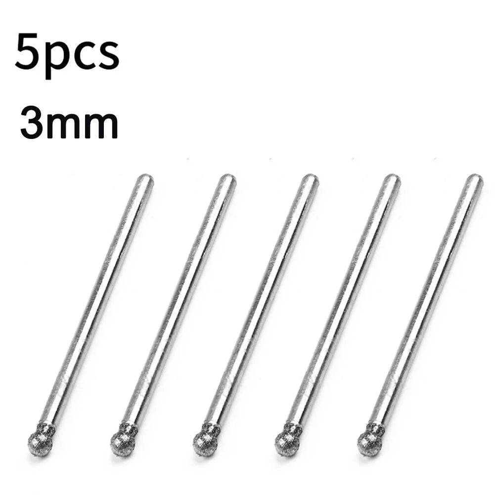 5Pcs 0.5mm-8mm Diamond Round Burring Sanding Drill Bit Cutting
