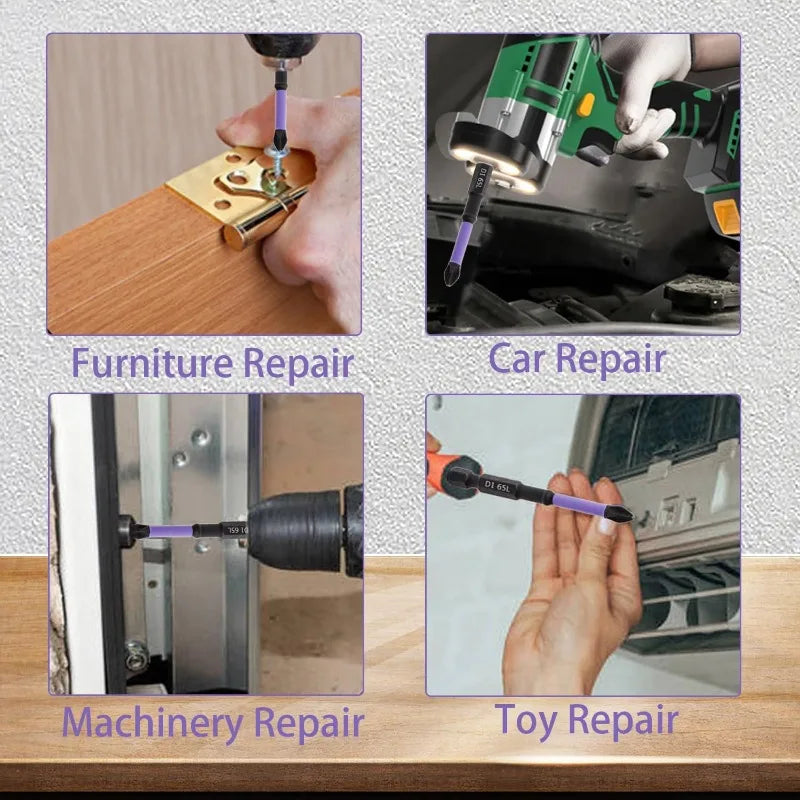 Strong Magnetic Impact Bit Anti-Slip Long Screwdriver Drill Hex Shank