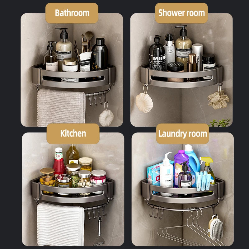 Bathroom Shelf No Drill Wall Mounted Shampoo Bottle Shower Corner